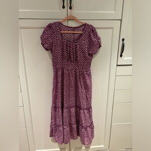 Cute purple floral midi dress -Size L